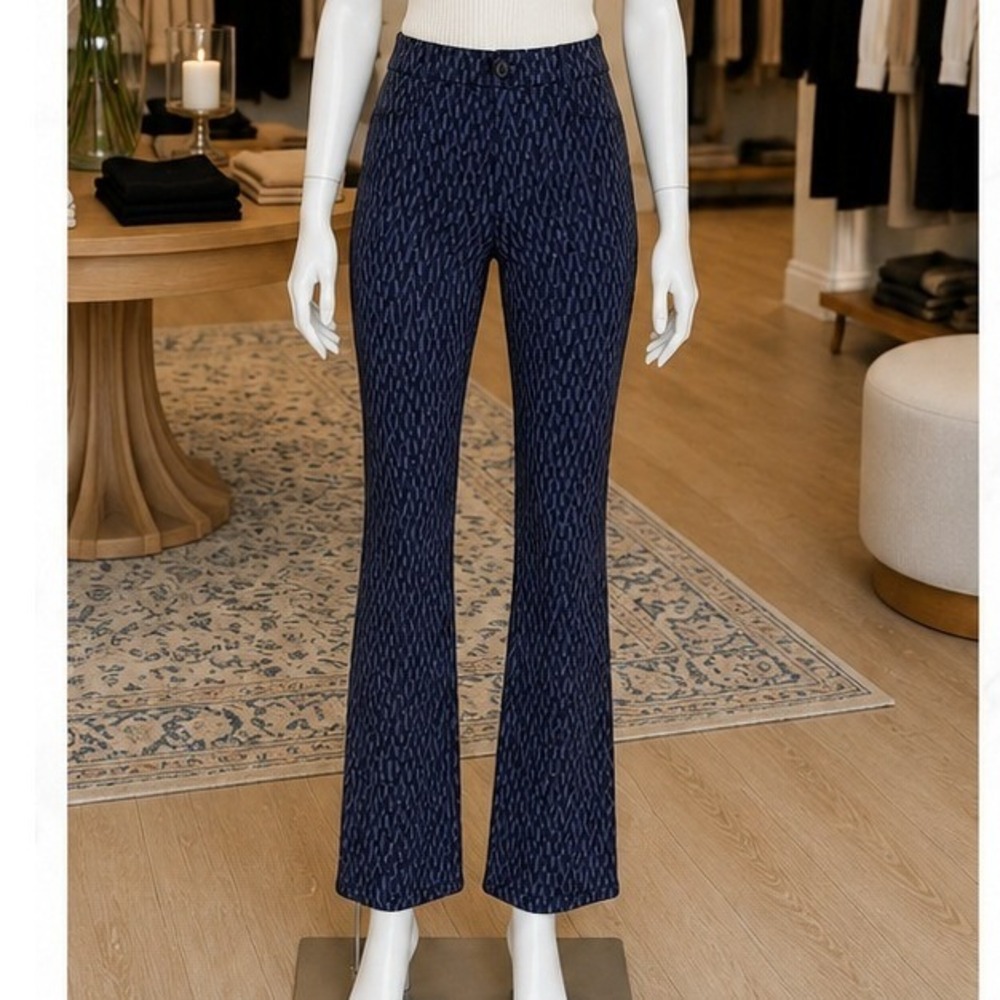 Betabrand Womens Dress Pant Yoga Pants Navy Geometric Prism XL